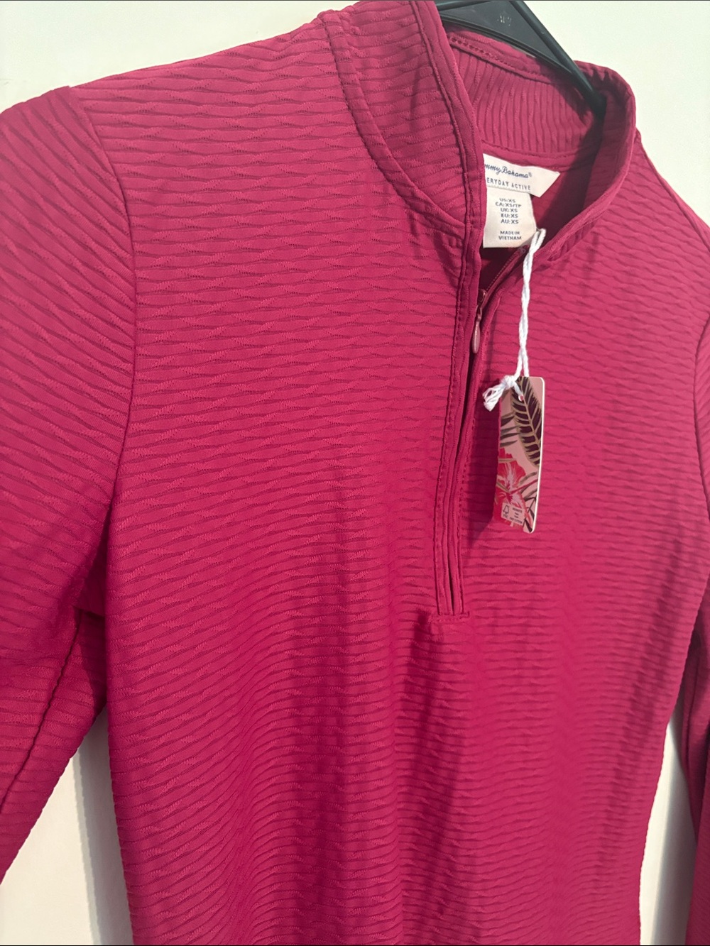 Tommy Bahama Berry Quarter-Zip Textured Long Sleeve Top - Picture 4 of 6